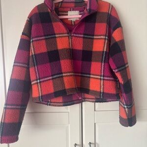 Plaid Zip-Up Jacket in Pink and Orange